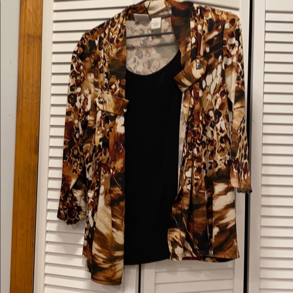 Brown and black top